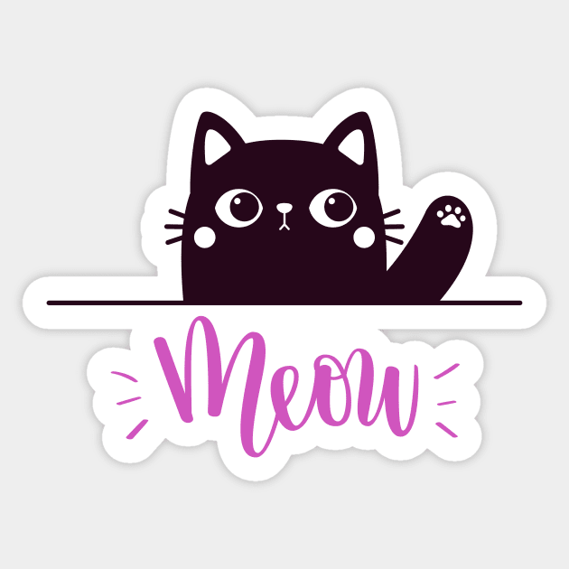 CUTE BLACK CAT MEOW Sticker by BZART